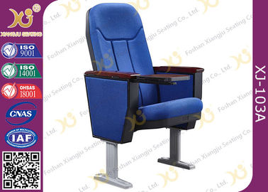 China Hölzerne Armlehnen-blaue Gewebe-Konferenzsaal-Stühle Soild mit Aluminiumfüßen fournisseur