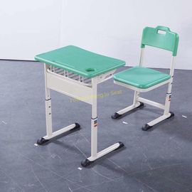 China Aluminiumrahmen-mittleres hohes Studenten-Schreibtisch und Stuhl gesetztes HDPE Oberflächen-Minzen-Grün fournisseur