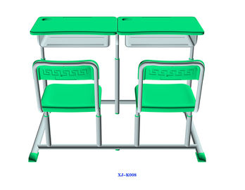 China Tadelloses grünes Studenten-Schreibtisch und Stuhl gesetztes HDPE Eisen-justierbare Schulmöbel fournisseur