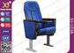 Hölzerne Armlehnen-blaue Gewebe-Konferenzsaal-Stühle Soild mit Aluminiumfüßen fournisseur