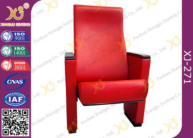 China Rote lederne hölzerne Abdeckungs-Auditoriums-Art-Sitzplätze mit festes Holz-Armlehne fournisseur